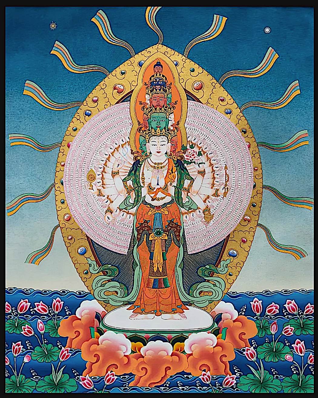 The Symbolism of Thousand Armed Avalokiteshvara - Universal Compassion 3 1000 Armed Avalokiteshvara with rainbow lights Jason EspadaBuddha Weekly