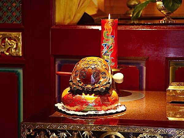 Buddha Weekly Wooden Fish drum in temple Buddhism