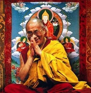 Buddha Weekly Dalai Lama in front of Lama Tsongkhapa Buddhism