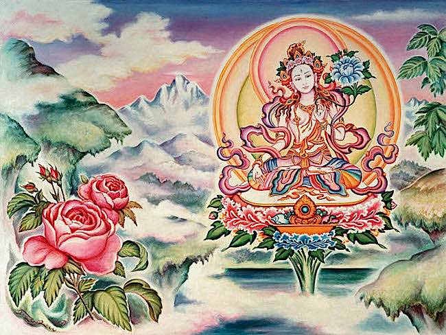 Buddha Weekly White Tara with Roses Buddhism