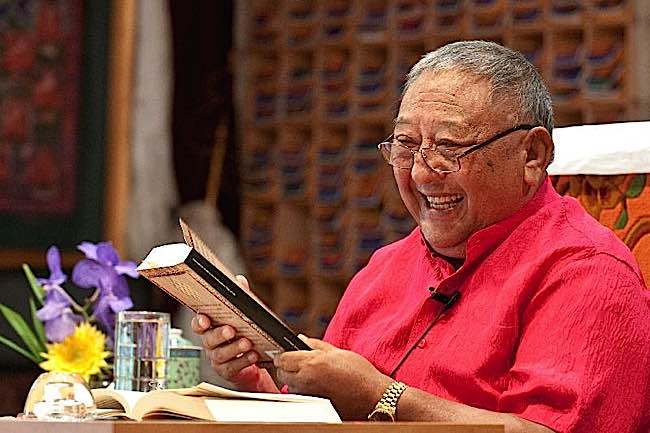 Gelek Rinpoche of Jewel Heart often laughs during teachings.