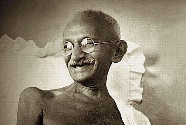 The great Mahatma Gandhi laughing.