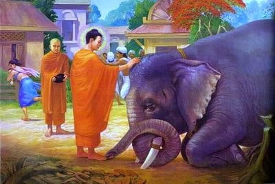 Buddha Blesses an Elephant