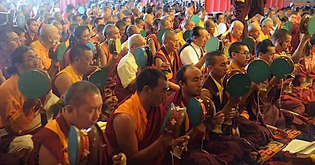 Chod practice with Dudjom Yangsi Rinpoche, Samje Djedren Ani Gompa in Nepal, 2014.