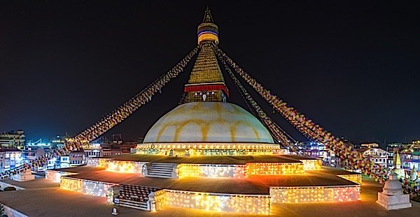 Buddha Weekly Nepal stupa decorated for Losar Buddhism