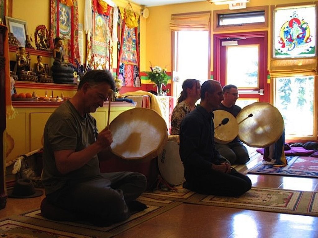 Buddha Weekly bc gaden choling Theodore Tsaousidis leading drumming Buddhism