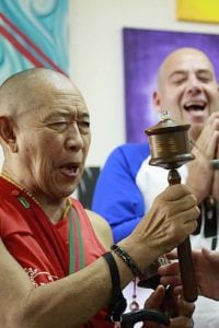 Buddha Weekly H.E. Garchen Rinpoche visits Galgamani with Micha in background Buddhism