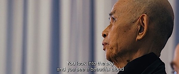 "You look into the sky and you see a beautiful cloud." Thich Nhat Hanh in the movie "Walk With Me" releasing in 2017