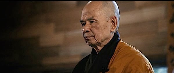 Thich Nhat Hanh contemplating. From the movie "Walk with me", releasing in 2017.