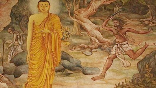 Buddha Weekly Angulimala chases Buddha to murder him as his 1000th victim Buddhism