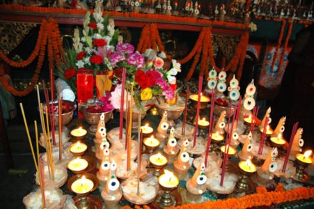 Offerings in front of altar