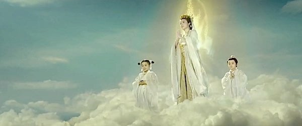 Buddha Weekly Guan yin in the clouds with her assistants Buddhism