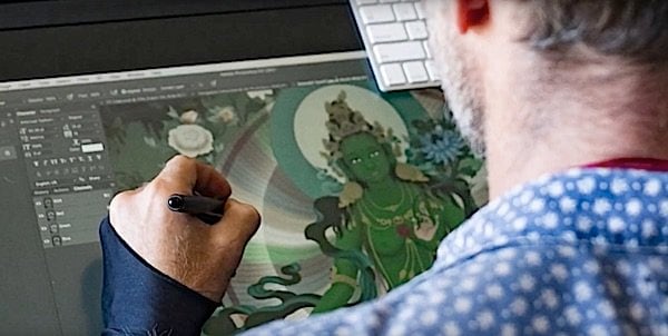 Buddha Weekly Jampay Dorje at work on Green Tara Ben Christian Buddhism