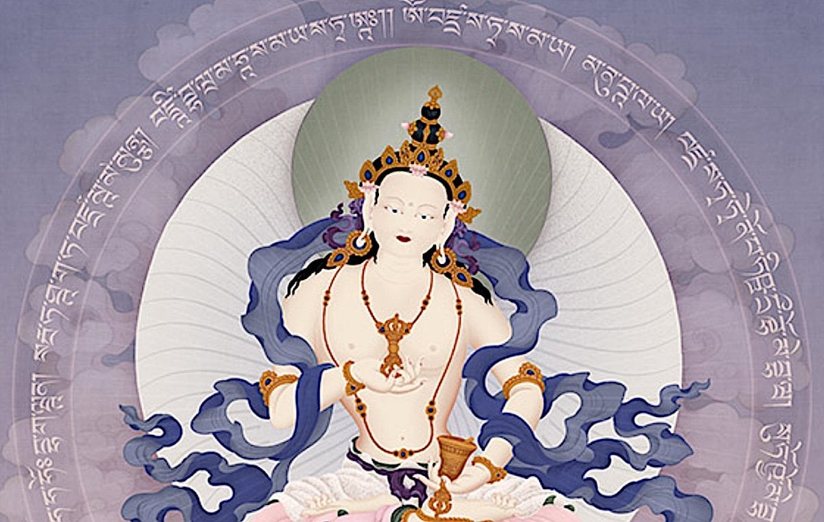 Buddha Weekly Vajrasattva feature image with mantra by Jampay Dorje Buddhism