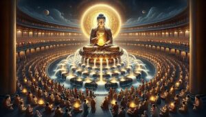 4 Buddha manifests a round pool and streamsBuddha Weekly