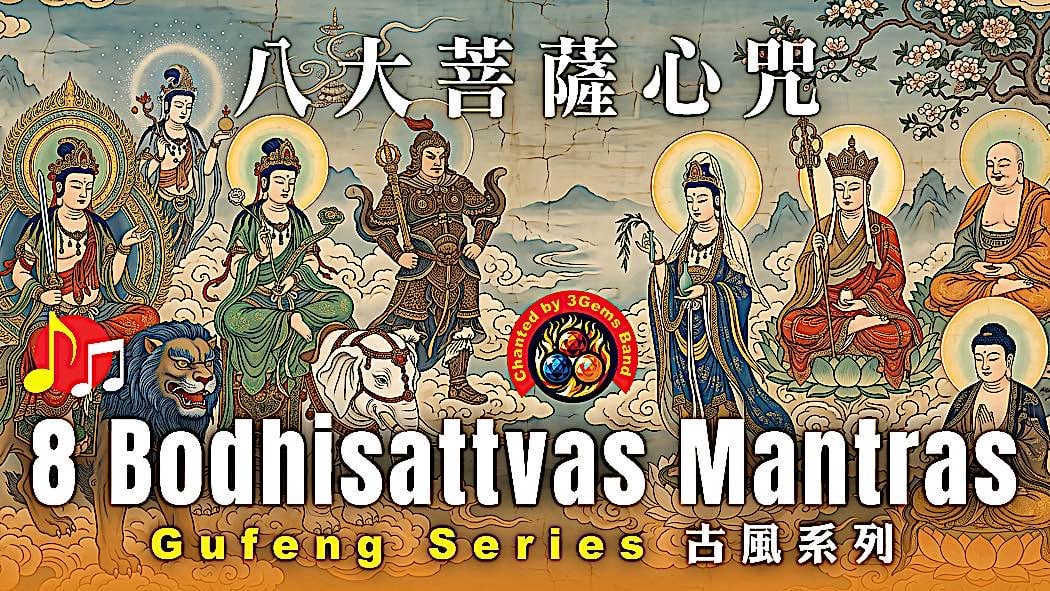 8 Bodhisattva Heart Mantras: Wisdom, Compassion, Power, Activity and Merits of the Buddha – 3 Gems Band Gufeng Series