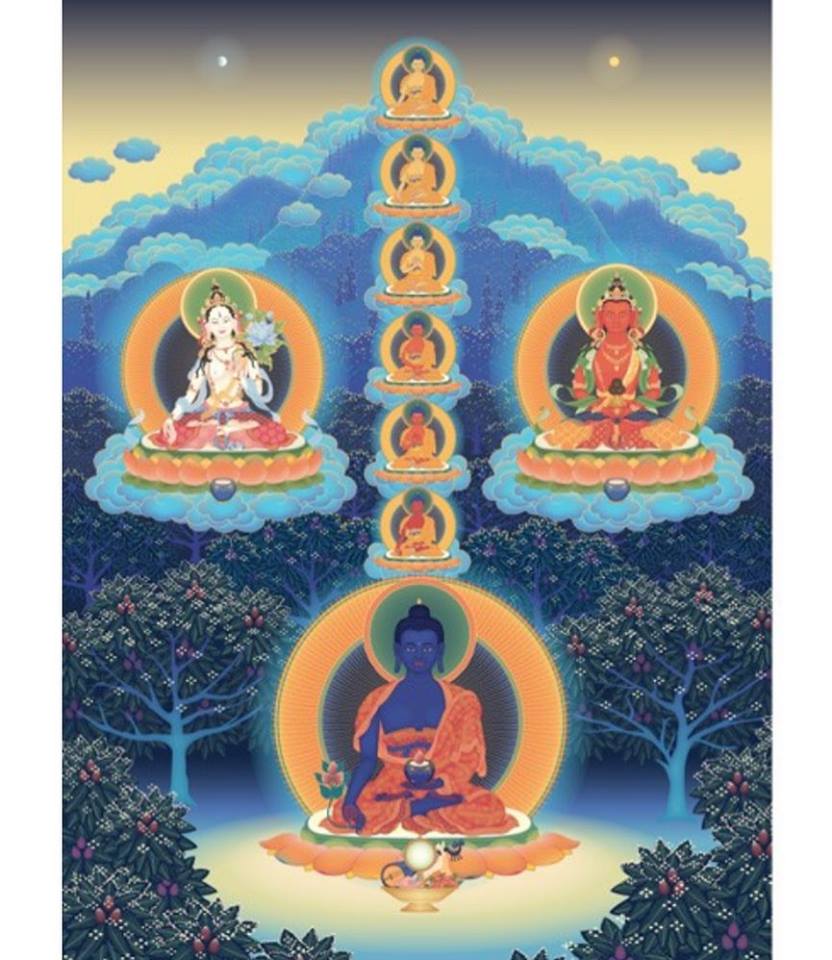 8 Medicine Buddhas Amitayus and White Tara