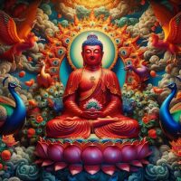 Amtiabha Buddha on a Throne of Sacred Peacocks