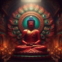 Amtiabha Buddha with Peacock throne