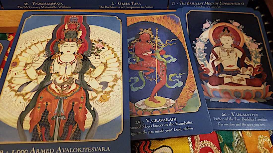 Buddha Weekly Avalokiteshvara Vajravarahi and Vajrasattva from Laura Santi Oracle Deck Buddhism