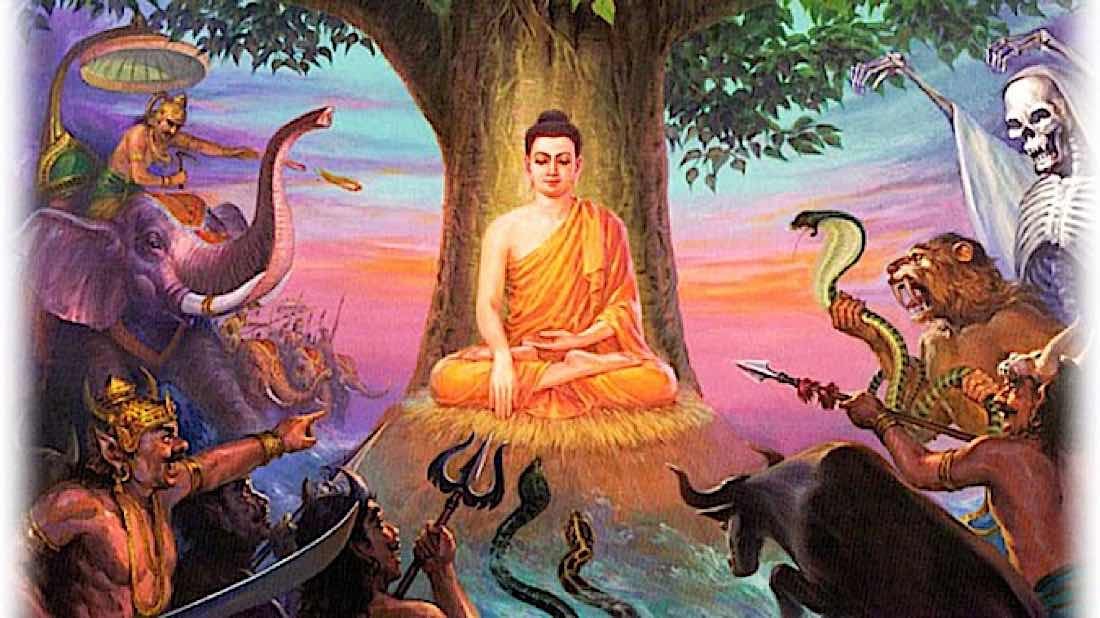 Buddha Weekly Buddha Touches the earth as a witness surrounded by the armies of Mara Buddhism