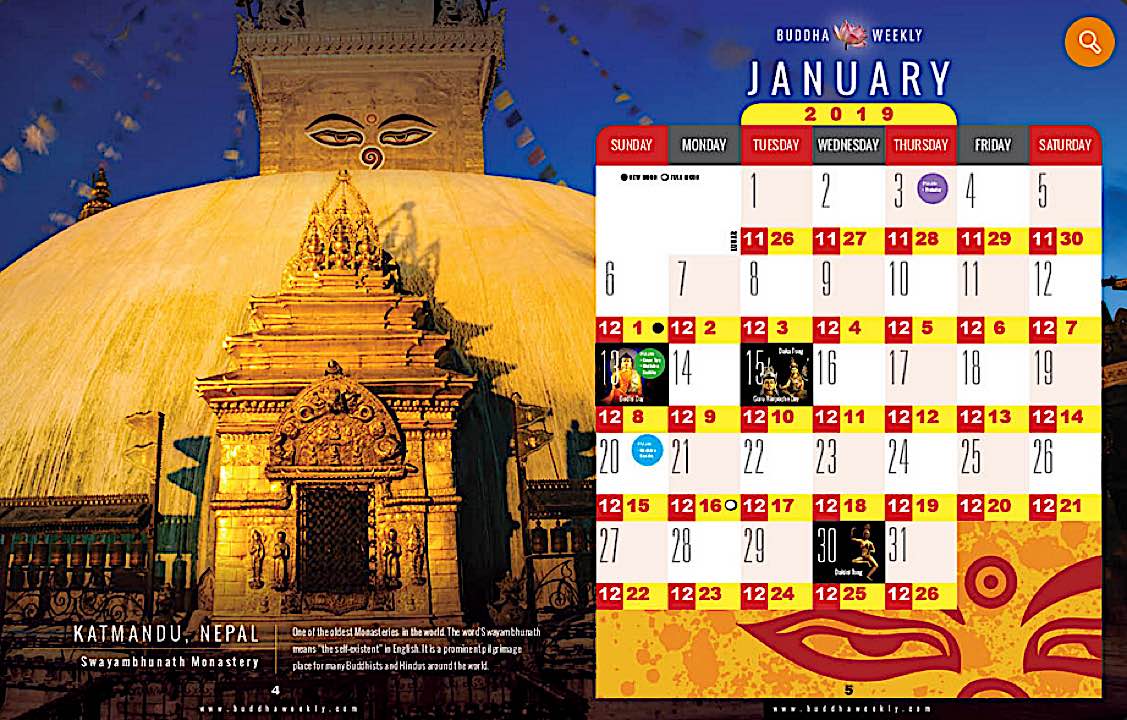 Buddha Weekly Buddha Weekly 2019 Practice and Tsog date Calendar Free PDF Buddhism Around the World Buddhism