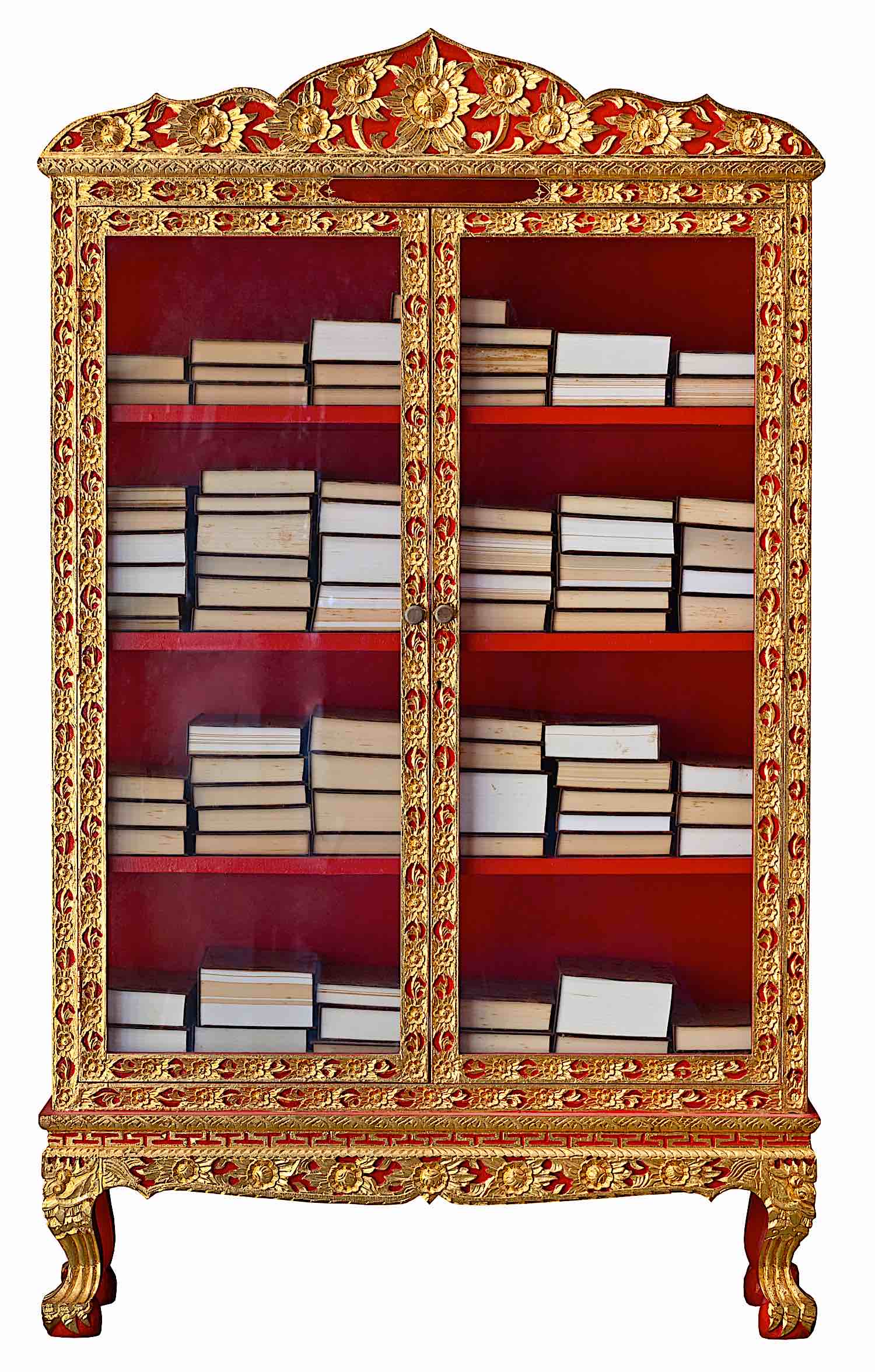 Buddha Weekly Buddhist books in a cabinet dreamstime 25308909 Buddhism