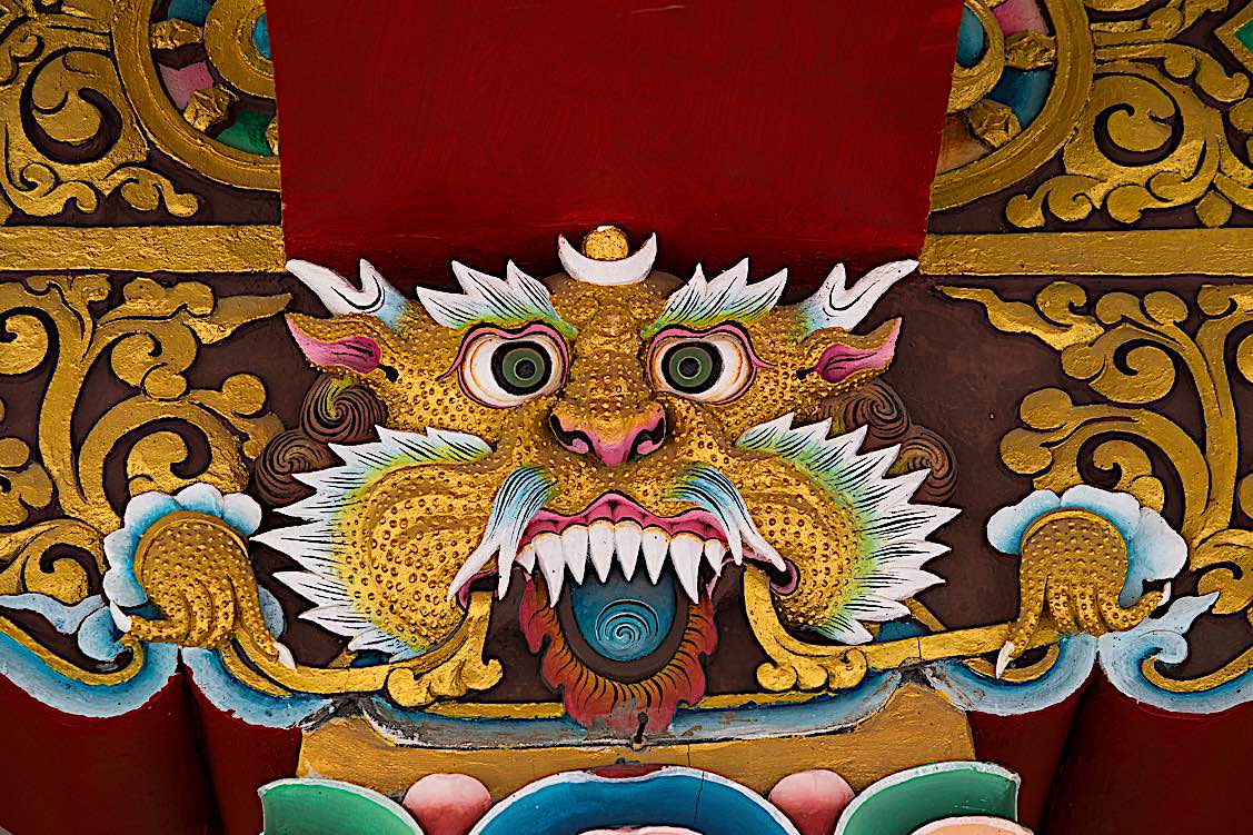 Buddha Weekly Buddhist lion face in monastery Ladakh India Buddhism