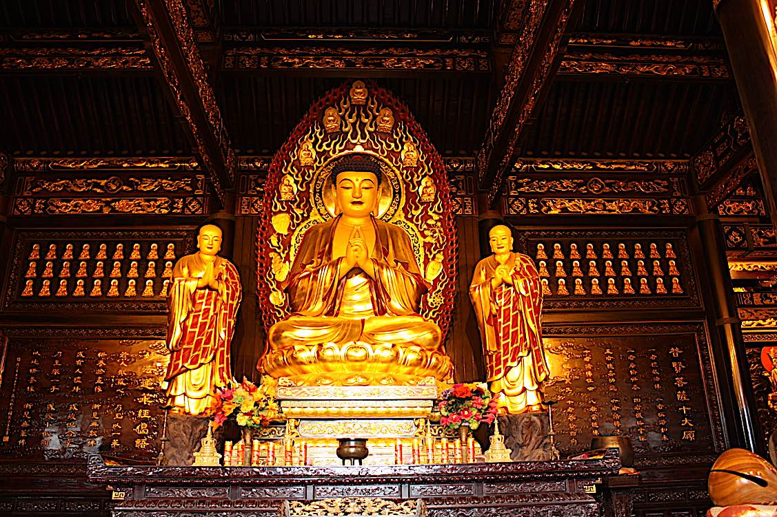 Buddha Weekly Golden Buddha Buddhist Temple of Big Wild Goose Pagoda in Xian city in China Buddhism