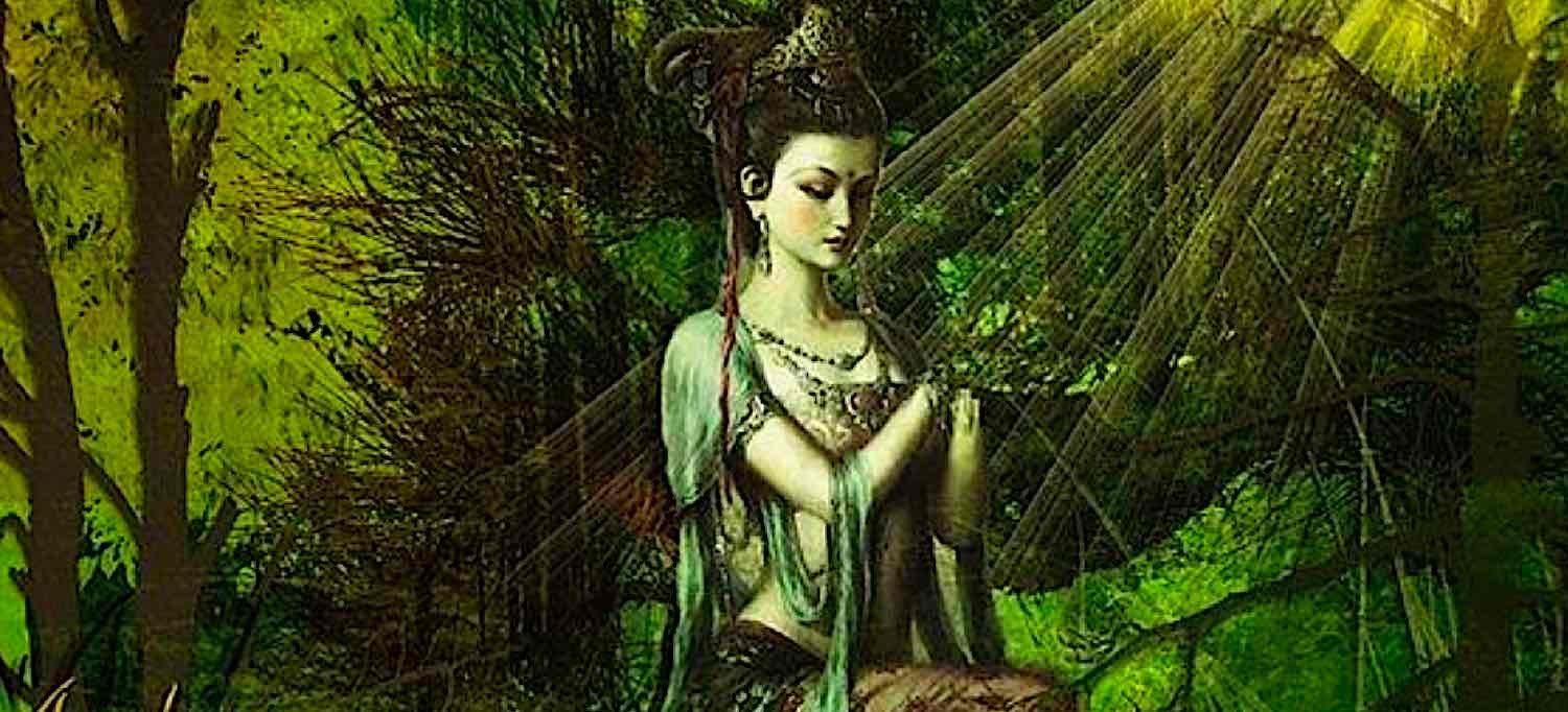 Buddha Weekly Green Tara in forest Buddhism