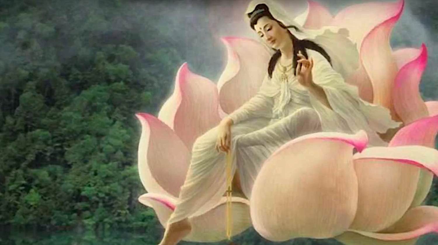 Buddha Weekly Guanyin on a lotus from Youtube Video Documentary Edge of the Earth the Mysterious temple of Guanyin Buddhism