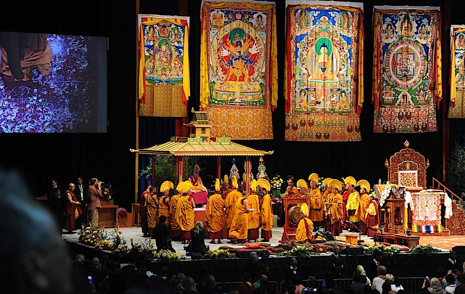 Eight Auspicious Symbols of Buddhism for Spiritual Transformation and Harmony at Home 8 Buddha Weekly His Holiness the 14th Dalai Lama Kalachakra mandala and offering flowers monks thangkas throne photographer Washington DC USA 5956316522 Buddhism
