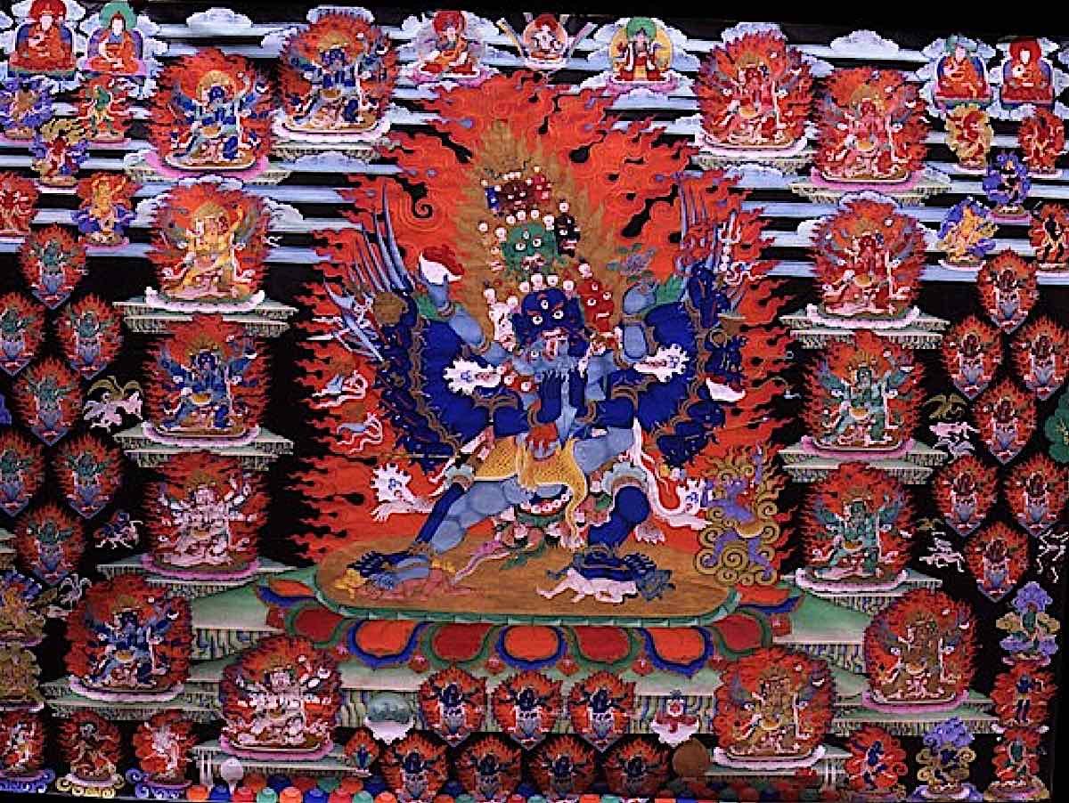 Buddha Weekly Horizontal Vajrakilaya with multiple heads eight pronouncements himlayan art Buddhism