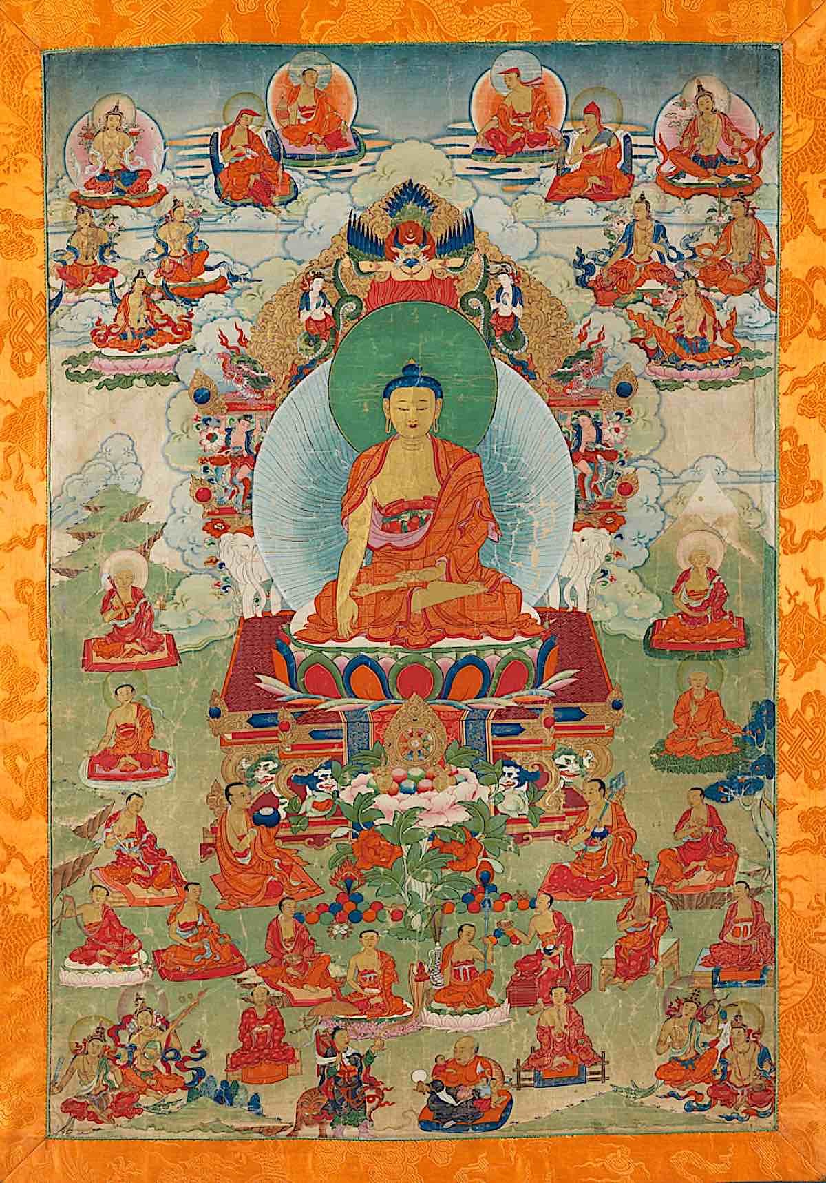 Buddha Weekly Master work of Shakyamuni Buddha paitned in Tibet ground mineral pigment Cotton Himalayan Art 4070 Buddhism