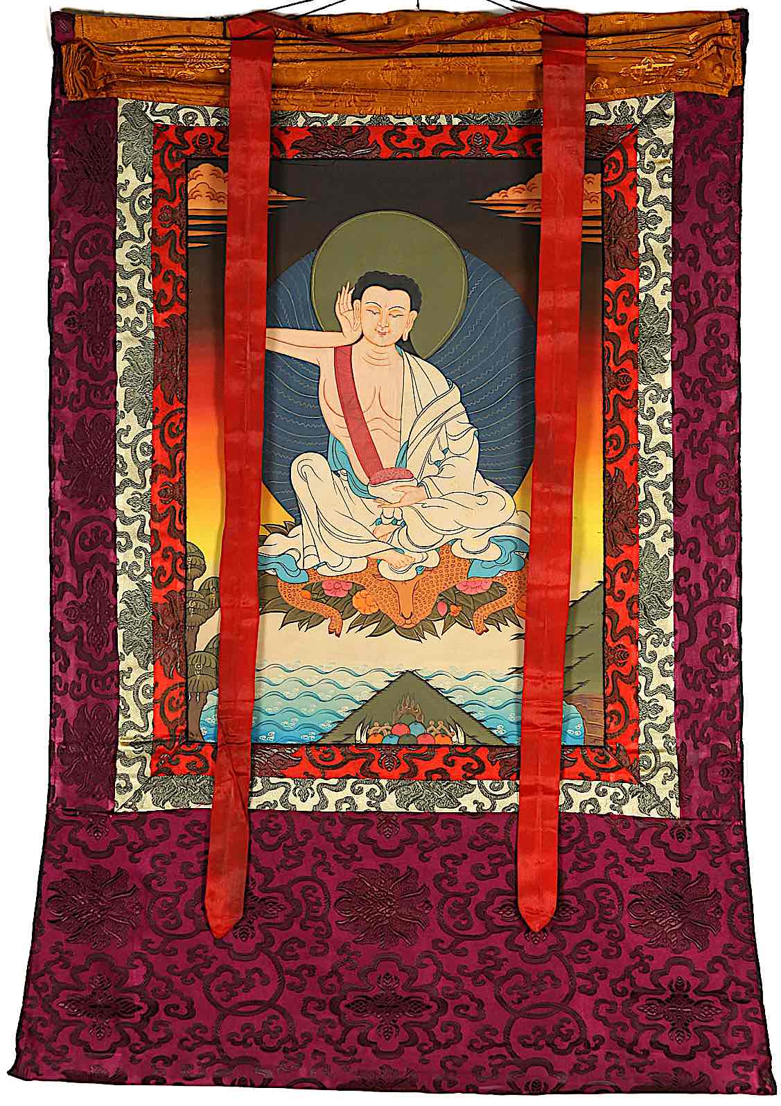 Buddha Weekly Milarepa Tangkha brocade Buddhism