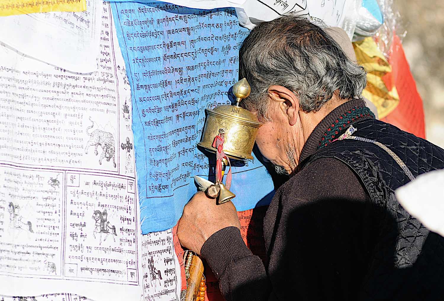 Buddha Weekly Prayer Wheel Practice and Prostration at a Temple Tibet Buddhism