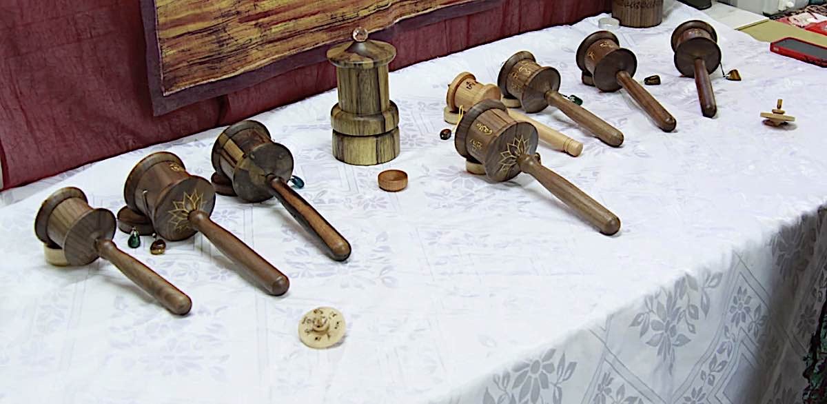 Buddha Weekly Prayer Wheel Table laid out for Garchen Rinpoche to view Buddhism