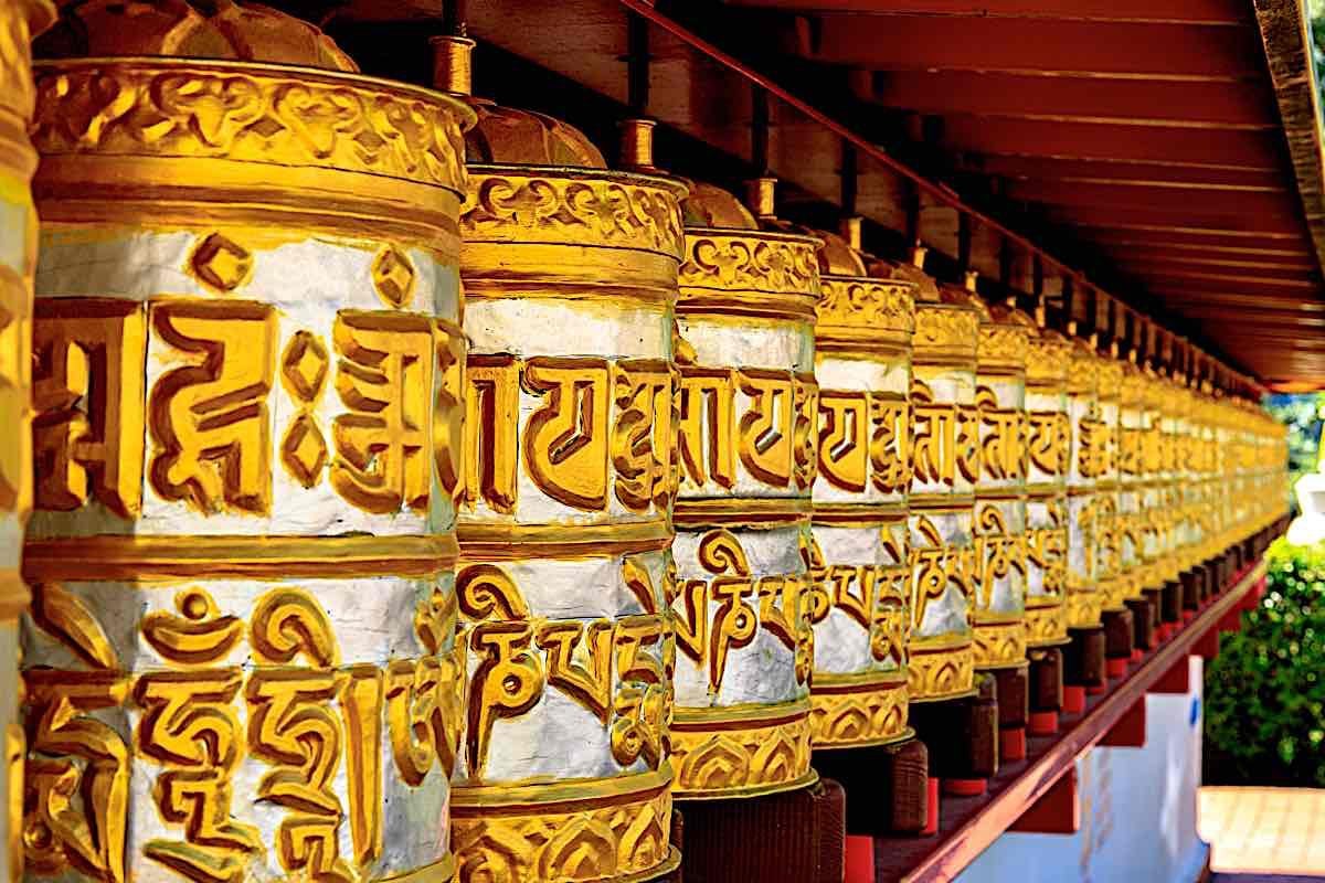 Buddha Weekly Prayer wheels at Vajrayana Temple Dag Shang Buddhism