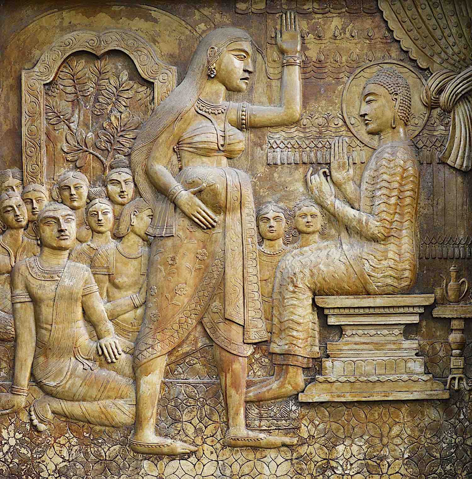 Buddha Weekly Siddartha with his pregnant wife in a relief at Buddhist Temple Colombo Sri Lanka dreamstime l 71887783 Buddhism