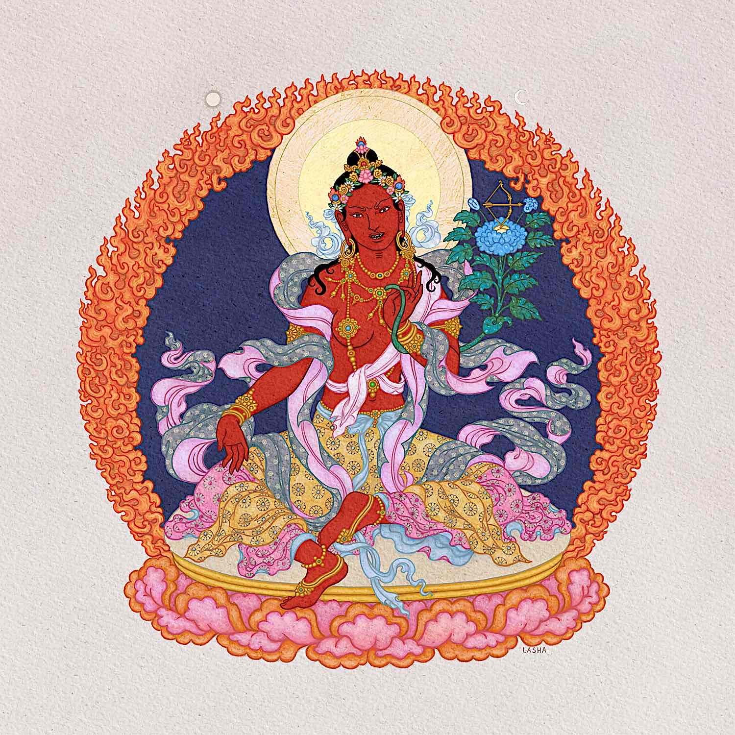 Buddha Weekly Tara 5 Tara Kurukulla Drolma Rikchema Red bow and arrow magnetizes beneficial wisdom essence Buddhism