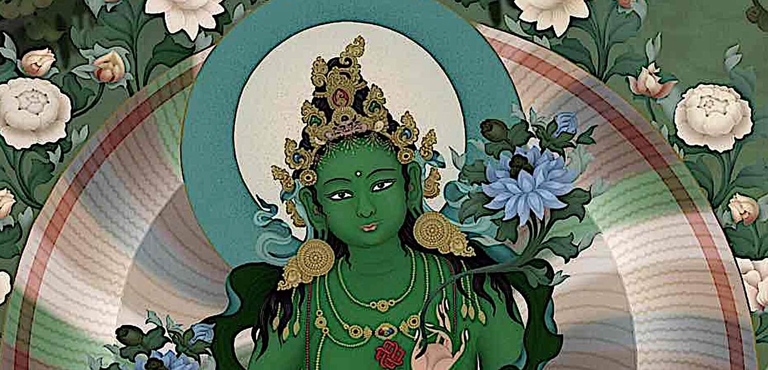 Buddha Weekly Tara Chittamani Cittamani Green Detail painting by Ben Christian Jampay Dorje Buddhism