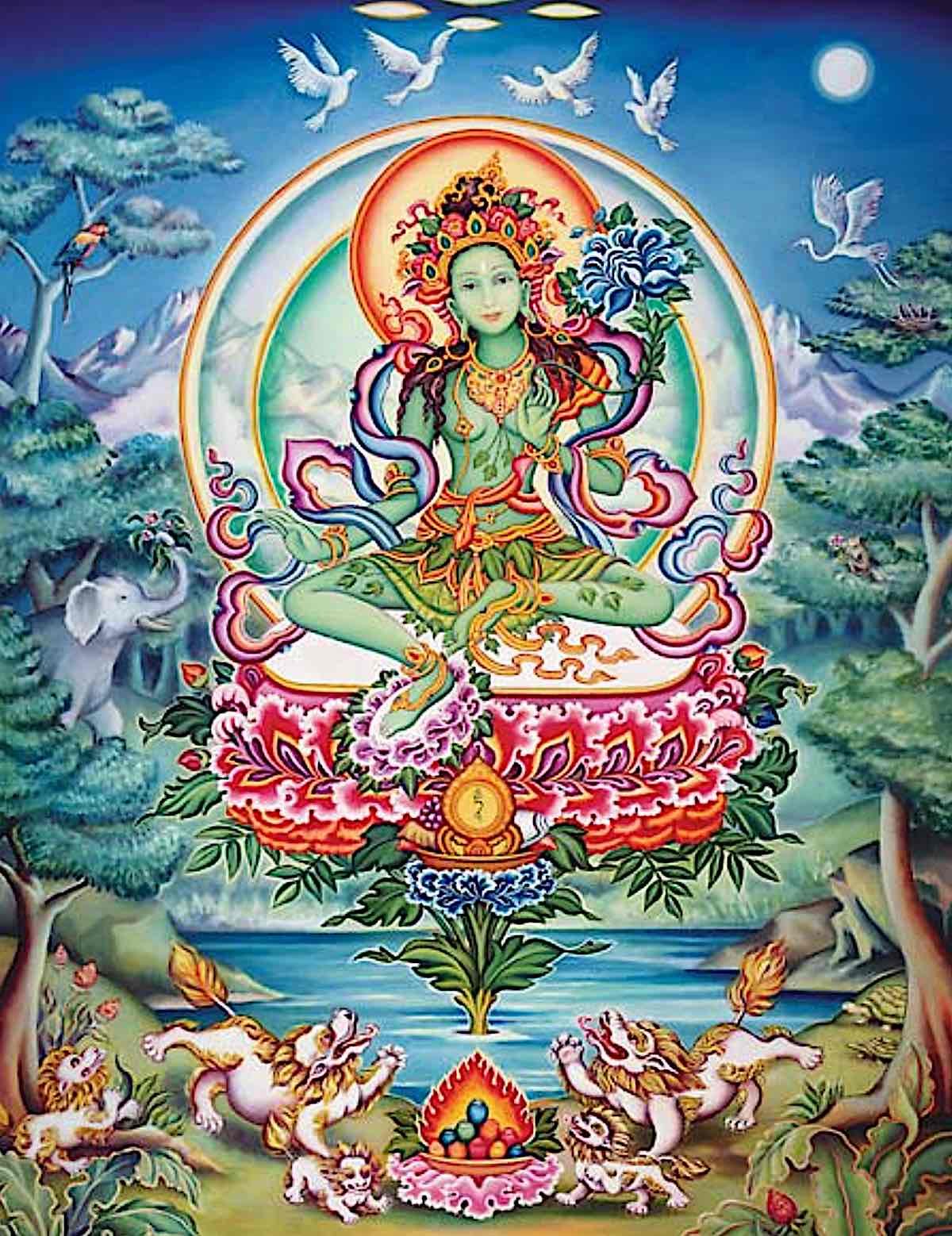 Buddha Weekly Tara of the Kandira Forest Turquoise Pure Land thangka Buddhism