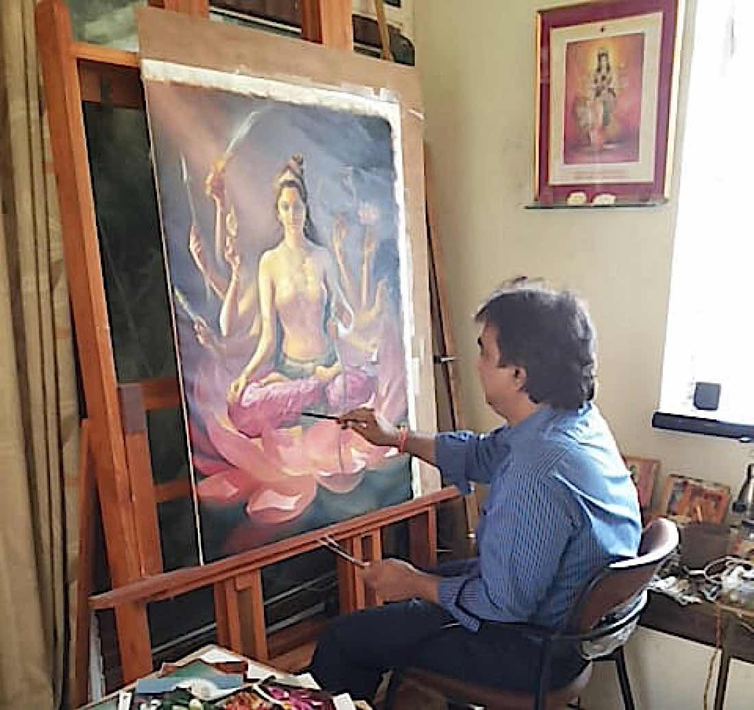 Buddha Weekly V V Sapar painting one of the 21 Taras according to Surya Gupta Tradition for Dzongsar Rinpoche Buddhism