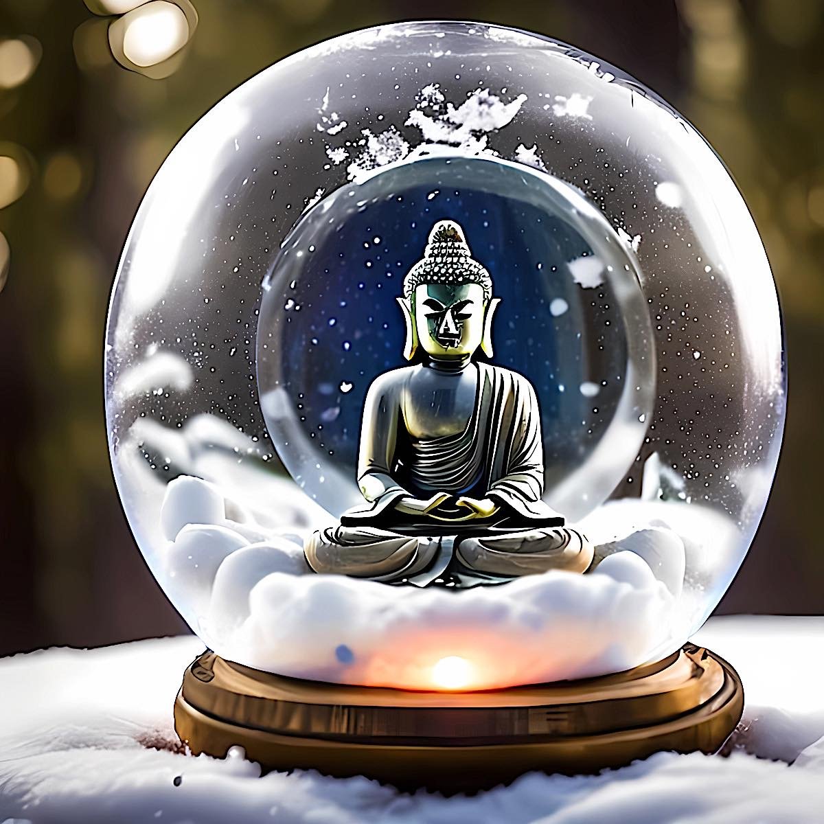 Buddha Weekly buddha meditating inside a snow globe yRTx8hOa upscaled Buddhism