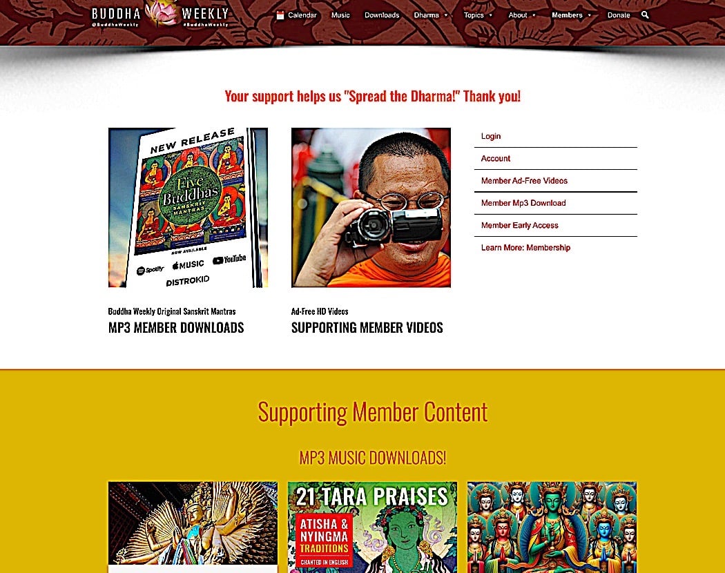 NEW MP3 MANTRA MUSIC DOWNLOADS: for our Supporting Members 1 Buddha Weekly content portalBuddha Weekly