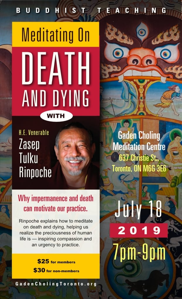 Poster Meditating on Death and Dying H E Zasep Rinpoche Gaden Choling