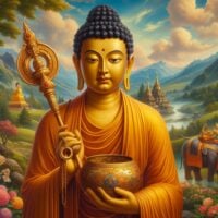 Shakyamuni is the best known of the six sages. He is the glorious sage of the human realm, who was born to our world in Lumbini in 563 BCE-483BCE. The other five sages manifest in the five other realms: god or heaven realm, demigod, animal, hungry ghost and hell realms.