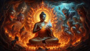 King of Dharma Dharmaraja is Muni of the hell realms. He is Brown, with a conch shell, and saves beings from the hate and anger in the hell realms.