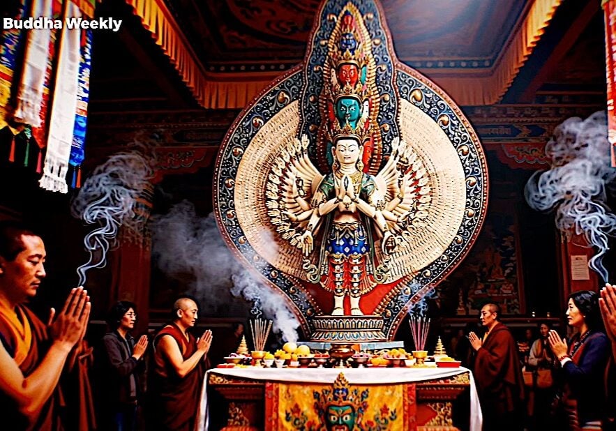 Offering Ganapuja to 1000-Armed Avalokiteshvara on Daka Tsog Day on the 10th Lunar
