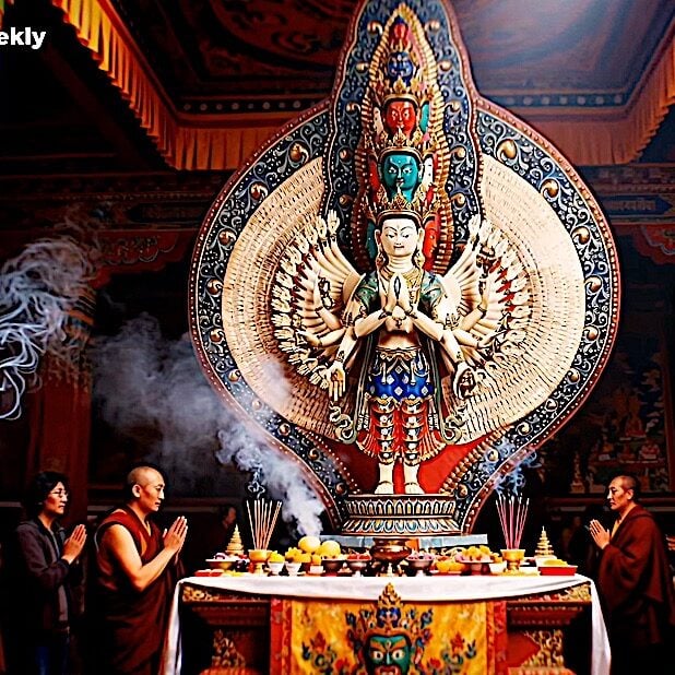 Offering Ganapuja to 1000-Armed Avalokiteshvara on Daka Tsog Day on the 10th Lunar